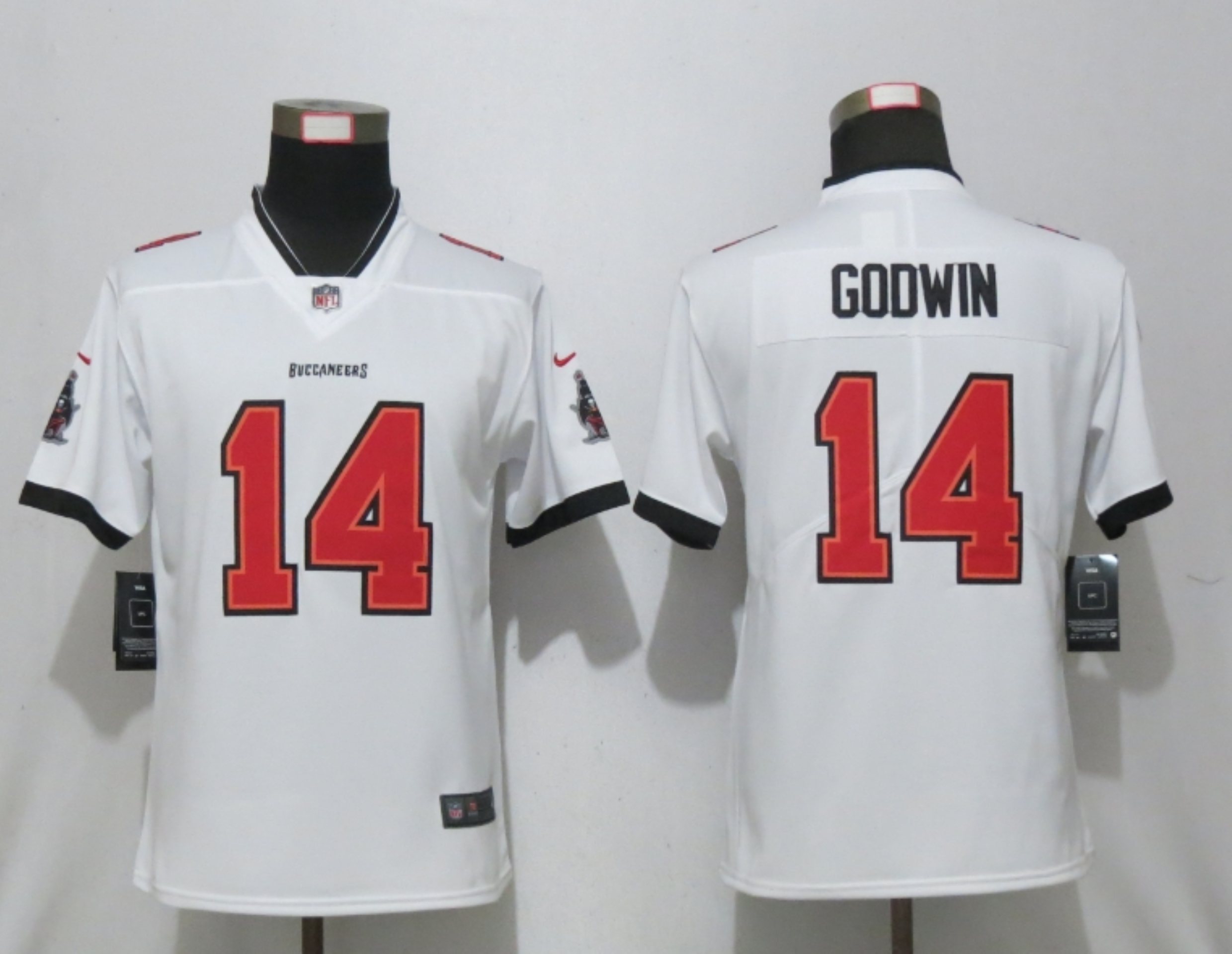 Women New Nike Tampa Bay Buccaneers #14 Godwin Nike White Alternate Vapor Elite Playe->women nfl jersey->Women Jersey